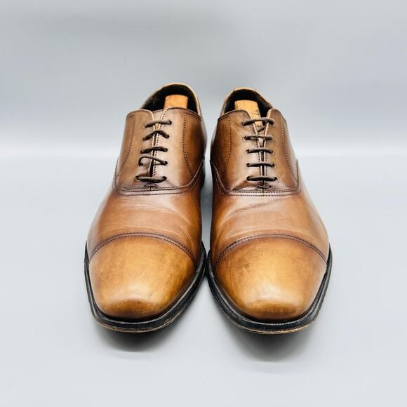 To Boot New York Shoes Mens 10 Brown Leather Adam Derrick Cap Toe Classic Dress - Picture 3 of 12